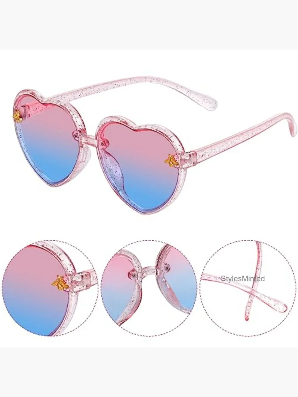 3 Heart Shaped Sunglasses for Toddler Girls UV400 Protection